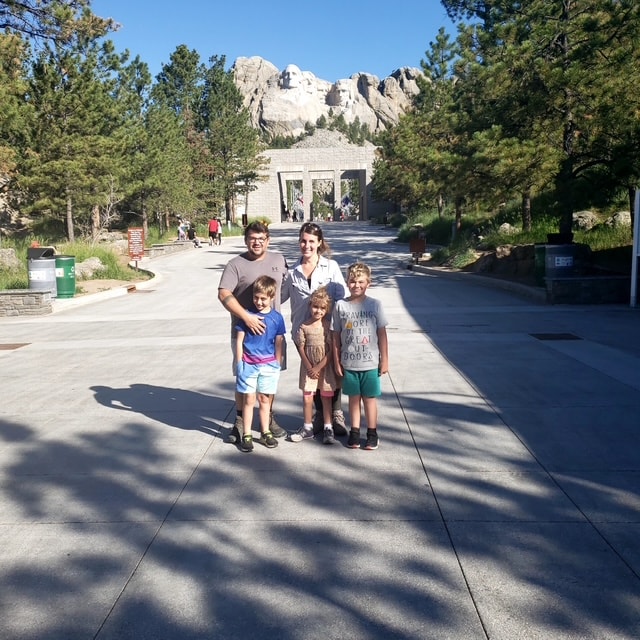 A family at Mount Rushmore near Custer State Park