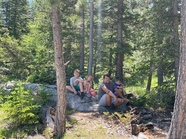 Kids hiking on a trail in Custer State Park.