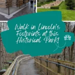 Collage featuring the stone steps to the Memorial Building, the symbolic log cabin of Lincoln’s birthplace, and a peaceful wooded trail at Abraham Lincoln Birthplace National Historical Park.