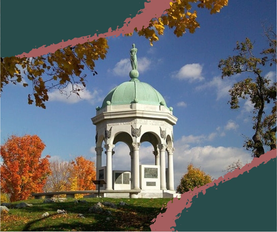 A solemn monument on Antietam’s battlefield grounds, honoring the fallen soldiers of one of America’s bloodiest days. A quiet place to reflect and remember.