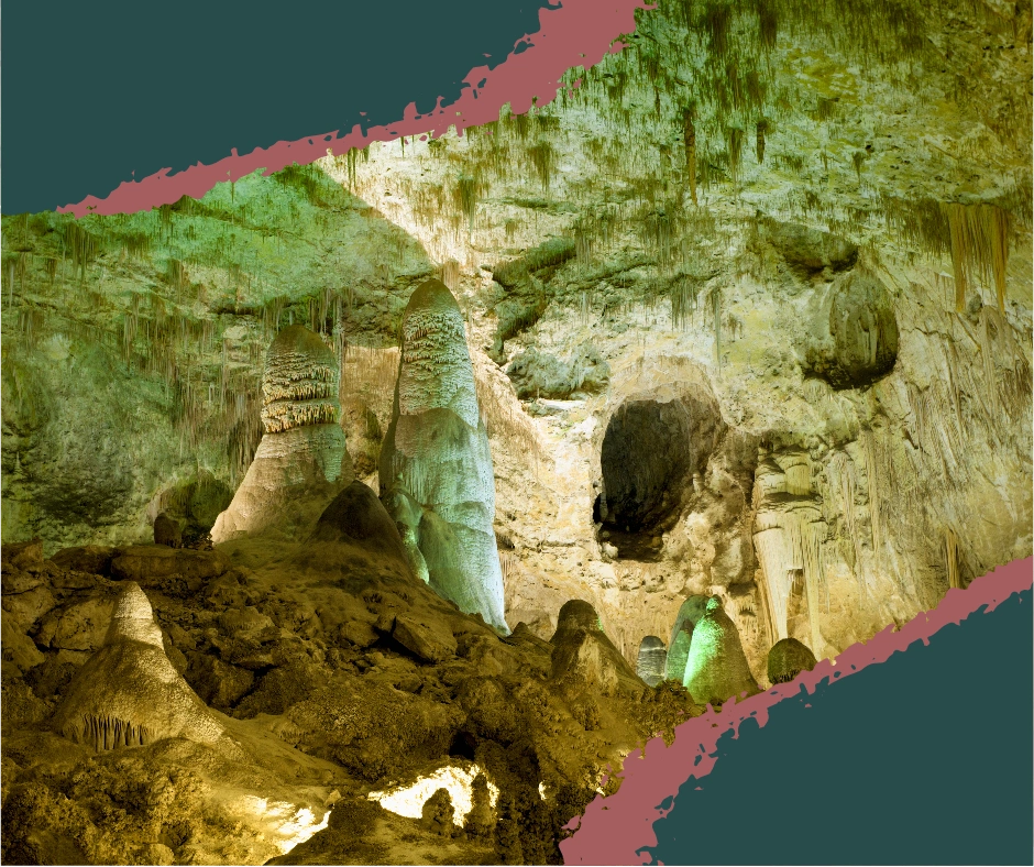 Picture in the big room within the cave.