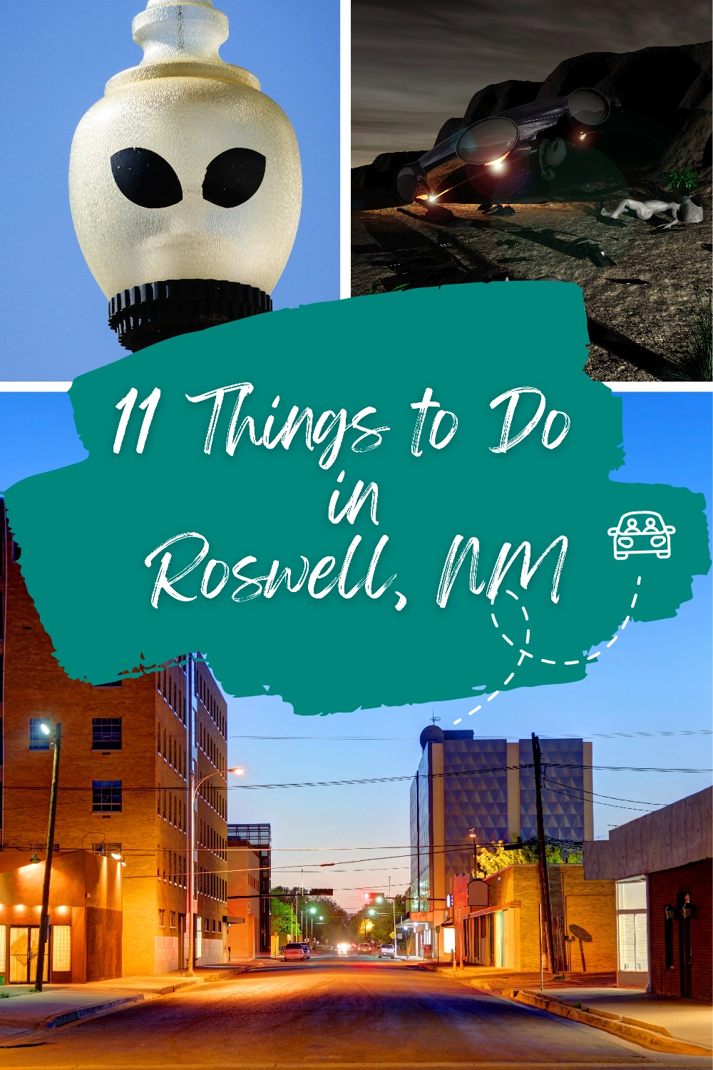 Welcome sign with aliens in Roswell, New Mexico – travel guide for families